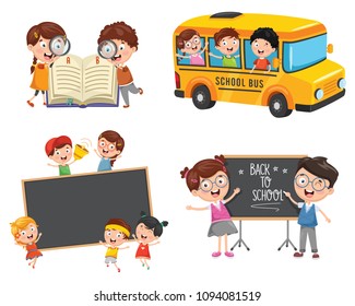Vector Illustration Of School Children