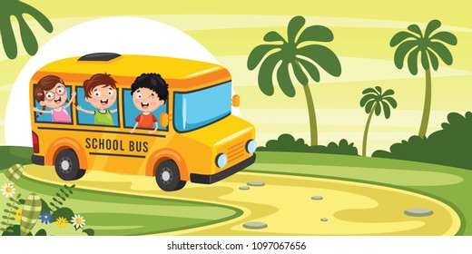 Vector Illustration Of School Children