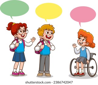 vector illustration of school children