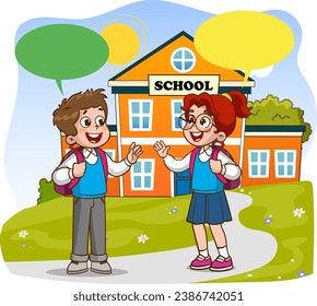 vector illustration of school children