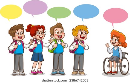 vector illustration of school children