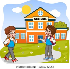 vector illustration of school children