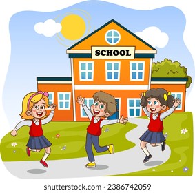 vector illustration of school children