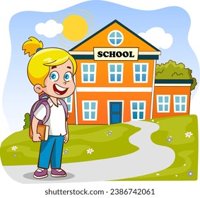 vector illustration of school children