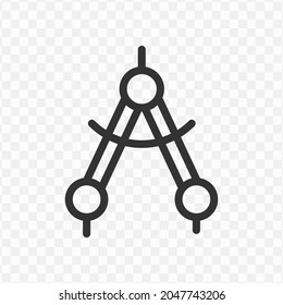 Vector illustration of school compass icon in dark color and transparent background(png).