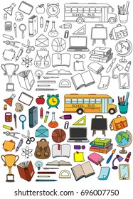 Vector illustration of school and education design elements collection.