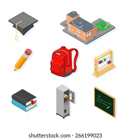A vector illustration of school and education icons.
School education icons.
Learning icon set.