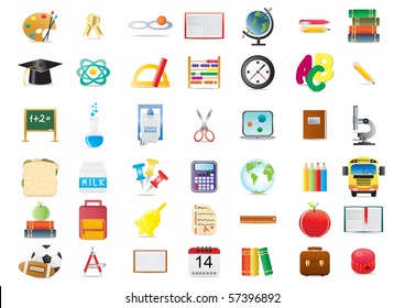 Vector illustration of school education icons