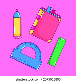 vector illustration of school equipment set
