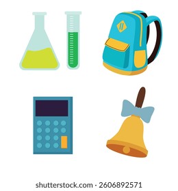 Vector illustration School Facility and Study Tools Icons