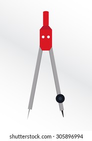 Vector illustration of school geometric tool - compasses 