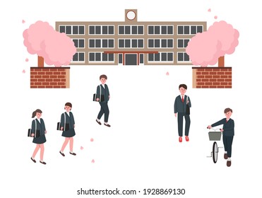 Vector illustration of school and high school students 