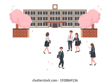 Vector illustration of school and high school students 