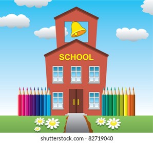 vector illustration of school house