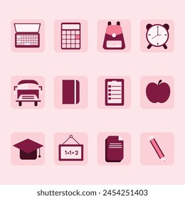 Ilustración vectorial escuela icono pack plano editable