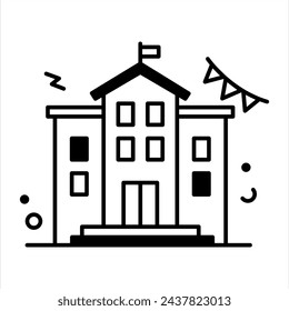 Vector Illustration School Icon, Geeignet für pädagogische Inhalte, uiux Assets, Social Media Post Assets, Schulflyer und Präsentationen
