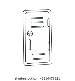 Vector illustration of a school locker in doodle style. Isolated on white background