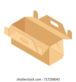 Vector illustration school lunchbox from cardboard. Lunchbox for school, student food.