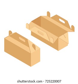 Vector illustration school lunchbox from cardboard. Lunchbox for school, student food.