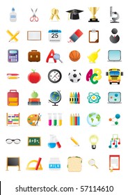 Vector illustration of school objects, big collection