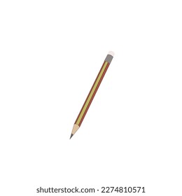 Vector illustration with school and office supplise laing on desk. Paper, pencil, pen, ruller, calendar. Letters digits. Hand drawing bright color image.