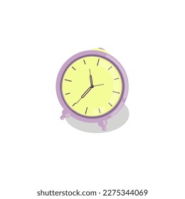 Vector illustration with school and office supplise laing on desk. Paper, pencil, pen, ruller, clock. Letters digits. Hand drawing bright color image.