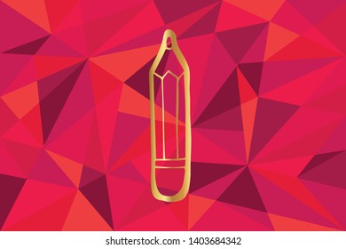 Vector Illustration of School Pencil Icon with Red Polygon and Geometric. Graphic Design for Template, Layout, Background, Poster and More.