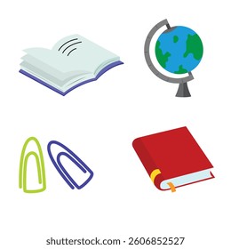Vector illustration school related stuff notebook, book, open book