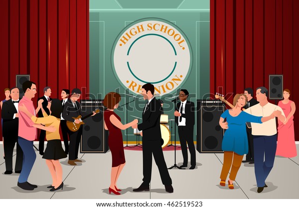 A vector\
illustration of school reunion\
party