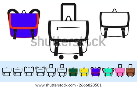 Vector illustration of school satchels and messenger bags