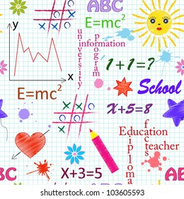 Vector illustration of school seamless pattern with different  elements