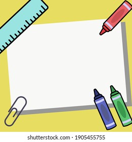 ilustración vectorial del fondo de la papelería escolar. Adecuado para el fondo de la presentación, afiche,