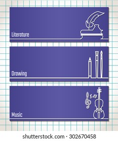 Vector Illustration of School Subject Icon for Design, Website, Background, Banner. Infographic Learning Element for Notebook Template. Study and Science