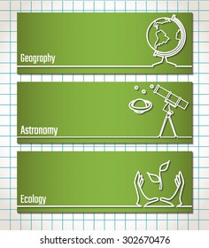 Vector Illustration of School Subject Icon for Design, Website, Background, Banner. Infographic Learning Element for Notebook Template. Study and Science