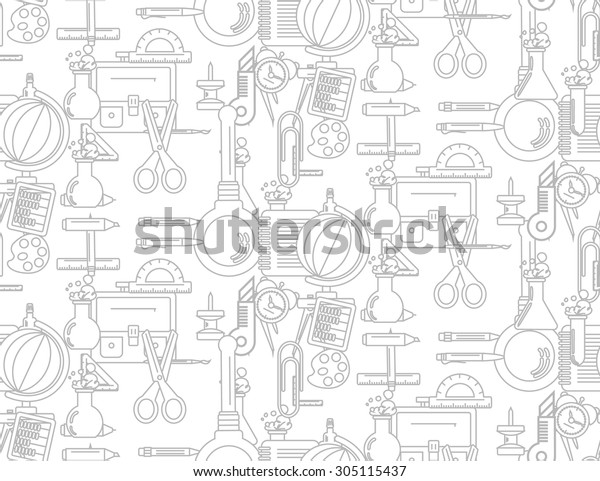 Vector illustration of school supplies in the\
seamless texture. It can be used as packaging design and decoration\
magazine articles.