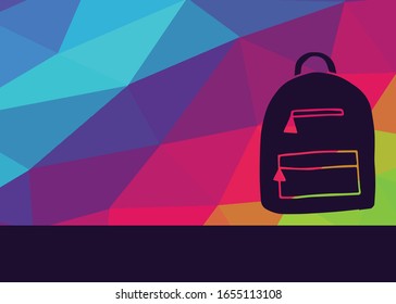 Vector Illustration of School and Travel Bag with Rainbow Background. This is Good for Layout, Posters and More.