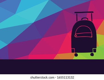 Vector Illustration of School and Travel Bag with Rainbow Background. This is Good for Layout, Posters and More.