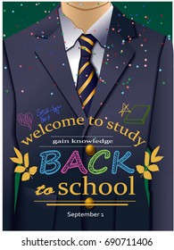 Vector illustration of a school uniform welcome to learn to return to school