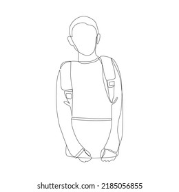 Vektorgrafik eines Schülers mit Rucksack im Art-Stil