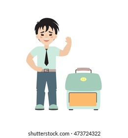 Vector Illustration of a Schoolboy. Isolated on a white background.