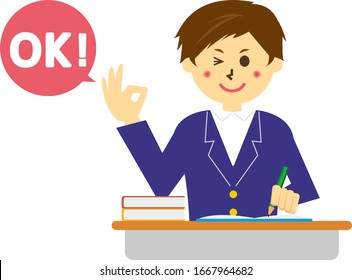 Ilustración vectorial de un escolar con uniforme . 