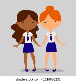 vector illustration of a schoolgirl