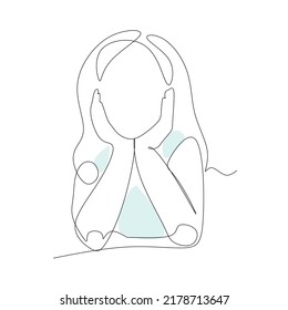 Vector illustration of a schoolgirl drawn in line-art style