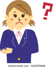 Ilustración vectorial de una colegiala con uniforme . 