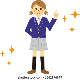 Ilustración vectorial de una colegiala con uniforme . 