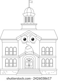 Vector illustration of a schoolhouse with a sad face