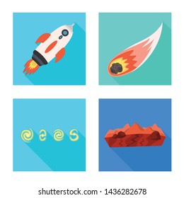 Vector illustration of science and cosmic icon. Set of science and technology stock symbol for web.