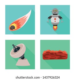 Vector illustration of science and cosmic icon. Set of science and technology vector icon for stock.