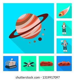 Vector illustration of science and cosmic  sign. Collection of science and technology  stock symbol for web.