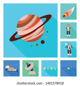 Vector illustration of science and cosmic  sign. Set of science and technology  stock symbol for web.